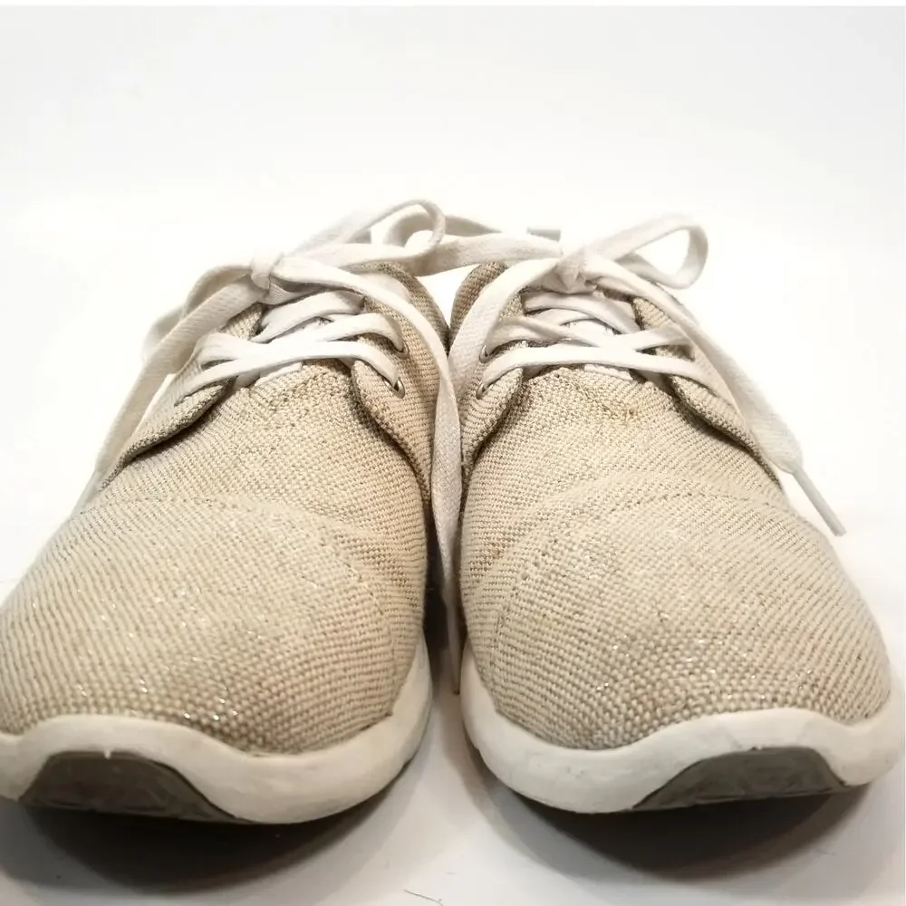 TOMS Women's Cream Canvas Lace Up Sneakers Size 8.5